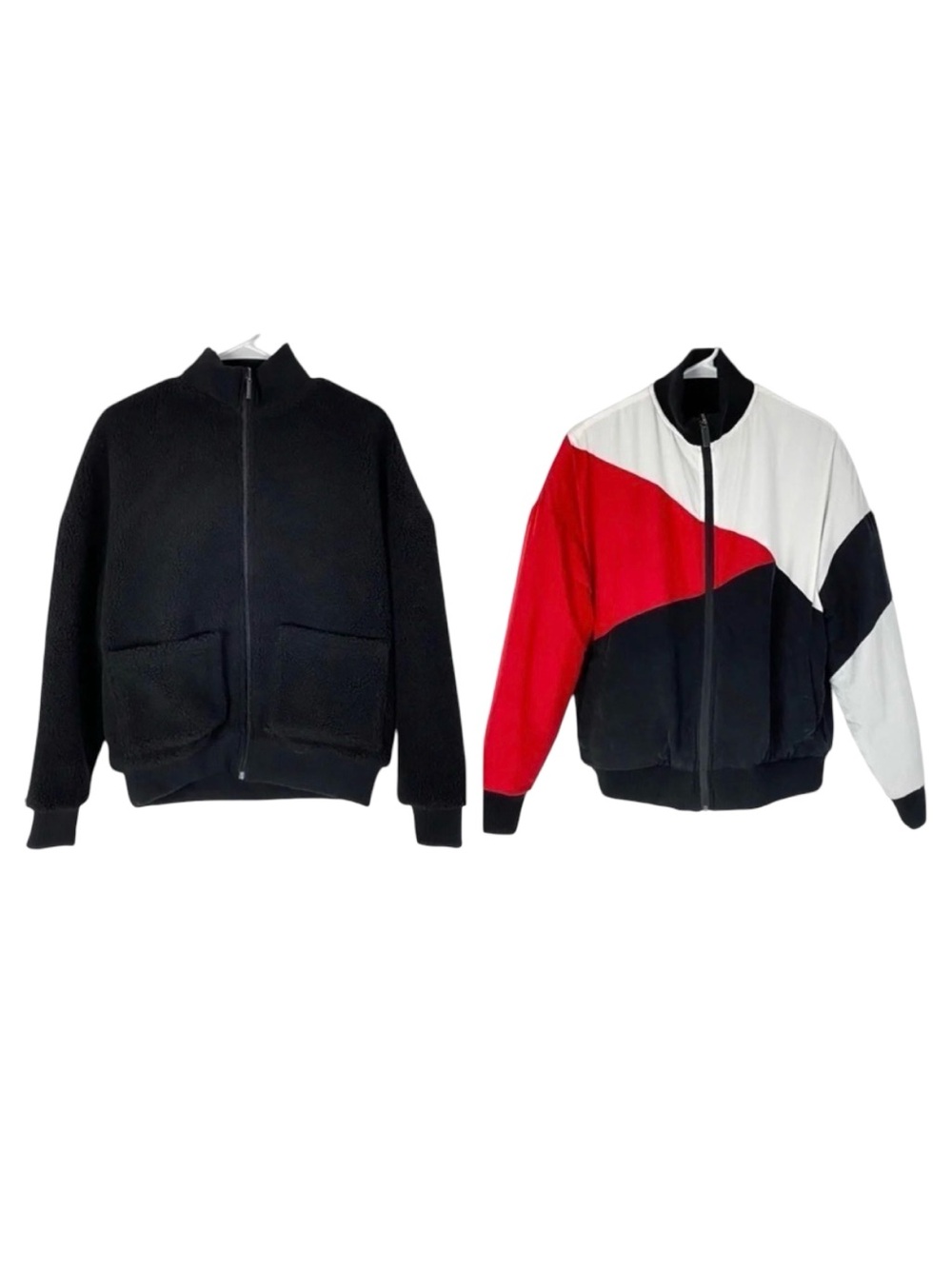 Alala Arcs Reversible Sherpa Bomber Jacket Womens Size XS Black Red White Retro